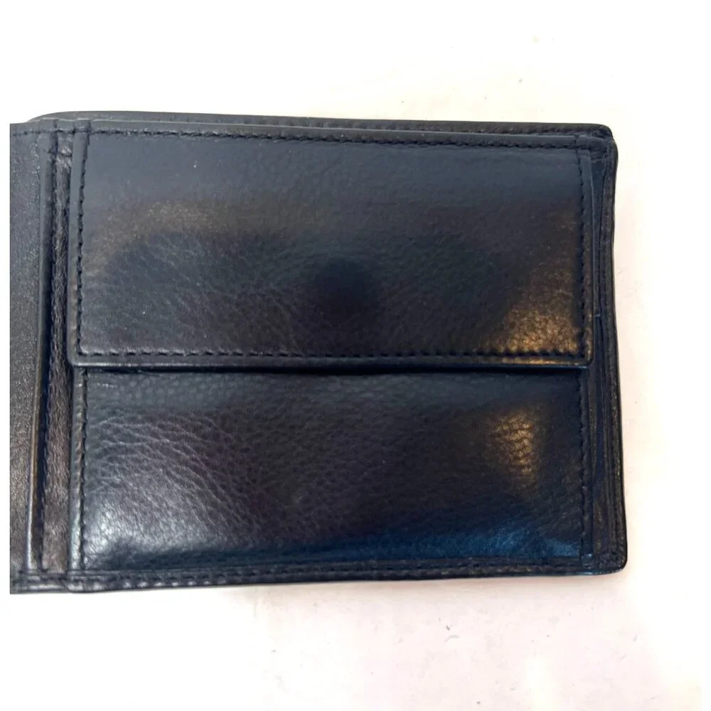 RV Roncato Black Leather Wallet With Coin Pocket & 4 Card Slots Mens Slim Design